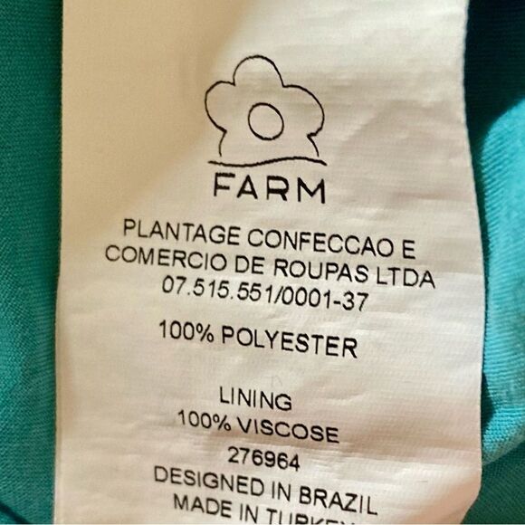 FARM Rio Ruffled Botanical Maxi Dress Contrasting Leaf Print Teal Pink Size LP - Picture 12 of 13